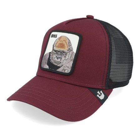 Goorin Bros. - Röd trucker Keps - The Boss Gorilla Burgundy/Black A-Frame Trucker @ Hatstore
