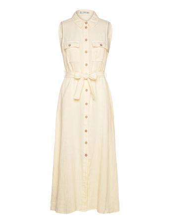 100% Linen Shirty Dress Yellow Mango