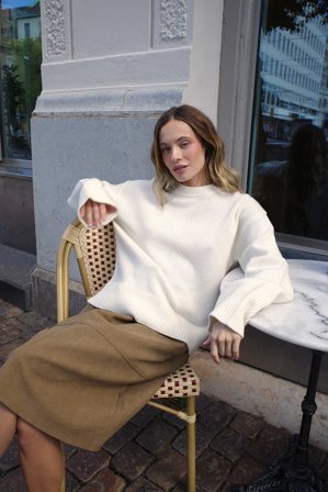 Premium Selection Knitted Wool Sweater - Premium kvalitet - Råhvid - L