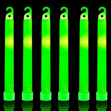 6 ultraljusa 6-tums stora gröna glödstift - kemiska glödstift med 12 timmars varaktighet - glödstift för camping