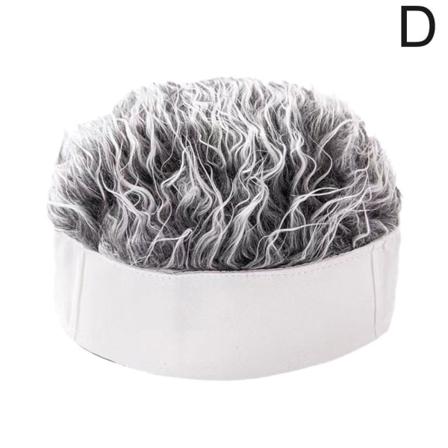 Hip Hop Beanie Hatt Med Spiked Fake Hår För Män Kvinnor Retro Sho White hat gray hair adjustable