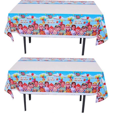 2 st Coco-Melon Dukar Cartoon Coco-Melon Dukar för Fester 4371 Tum Återanvändbar Cartoon Plast Duk för Coco-Melon Fest Dekoration