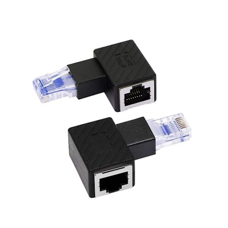 Ethernet-adapter, 90 graders vinkel, Ethernet-adapter, hann-hunn RJ45-forlengelse Cat6 LAN-nettverkskontakt (2 per pakke)