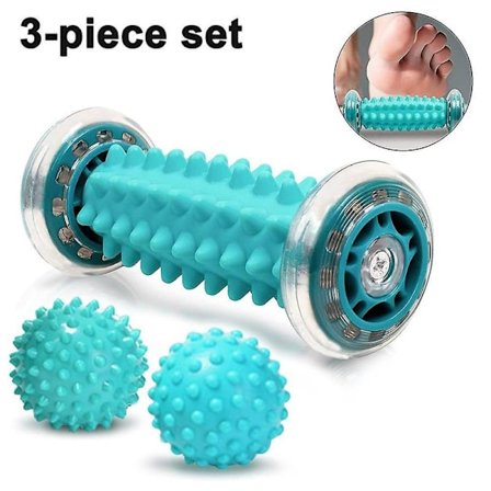 Fotmassage Roller + Taggete Massageboll Set - Lindring för plantar fasciit