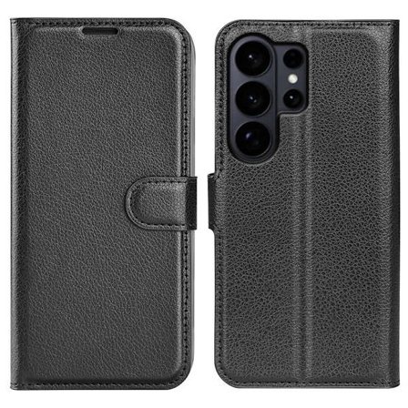LITCHI Samsung Galaxy S26 Ultra Plånboksfodral Konstläder Stöttålig - Svart