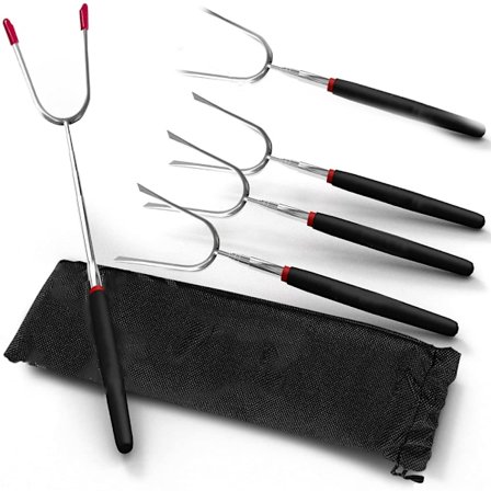 Marshmallow-ristestænger | Sæt med 5 ekstra lange teleskopiske, ZQKLA