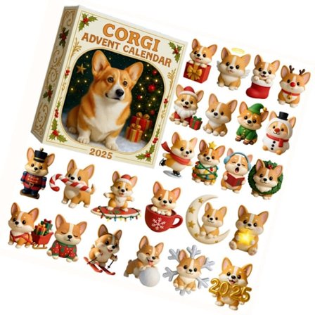 Juletre Akryl Hengende Dekorasjon med Corgi Adventskalender Overraskelse