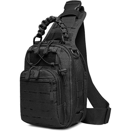Axelväska Tactical Military Molle Axelväska för män Chest Pack Multifunktionsryggsäck för jakt Cykling, svart