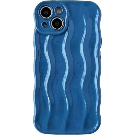 Vatten Ripple Mönster Lockig Våg Ram Mjuk Kompatibel med iPhone Skal (Blå, iPhone 14 Pro)