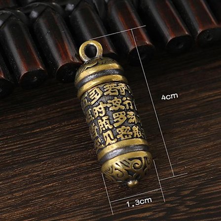 Nyckelringar Mässing Buddha Sutra Cylinderhänge Nyckelring hängande