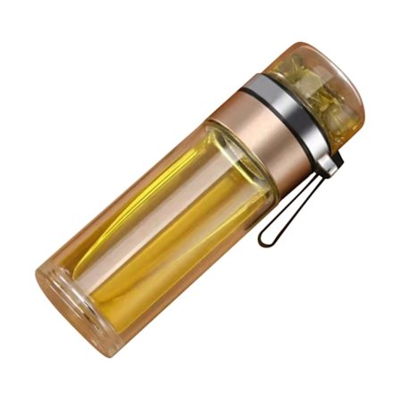 Bärbar Transparent Glas Te-flaska med Te-vattenseparation Guld