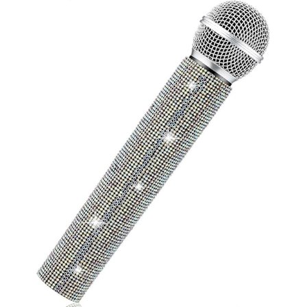 Mikrofon Rekvisitt Plast Leke Mikrofon Late som Glitter Bedazzled Mikrofoner for Diskotek Scene Live Sending (AB Farge)