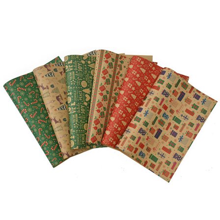 12 ark julklappspapper, vikt papper, fullt av färgglada julelement för familjer, vänner, barn