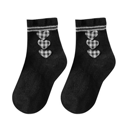 Piger Skridsikre Bomuldsstrømper Prinsesse Hjerte Ternet Efterår Vinter 5-8 År 19-21CM