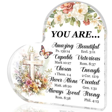 Kristna gåvor för kvinnor Bibelvers Akryl Skrivbordsplatta Dekorativa skyltar Inspirationsgåvor för födelsedag Jul Kristna andliga presenter