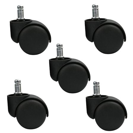 Set med 5 svängbara hjul till pall eller kontorsstol - Svart - Silen
