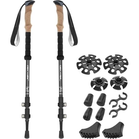 Turstaver, gåstaver, vandrestaver - 63-135 cm - Sammenleggbare og justerbare - Teleskopiske - For menn og kvinner