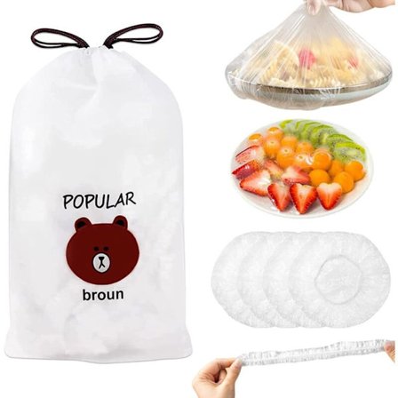 Återanvändbar livsmedelsfilm, 100 st matförvaringspåse - Återanvändbar matcharlotte, livsmedelspappersöverdrag - Återanvändbart plant överdrag - 