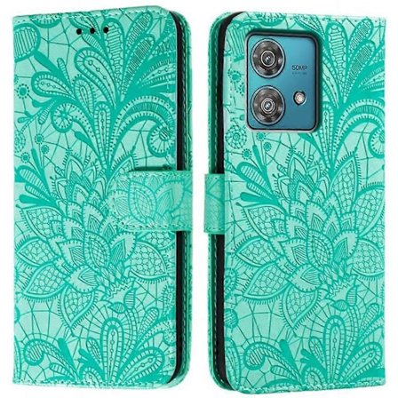 For Motorola Edge 40 Neo 5G Deksel Blonde Blomster PU Lær Flip Lommebok Telefon Deksel - Grå