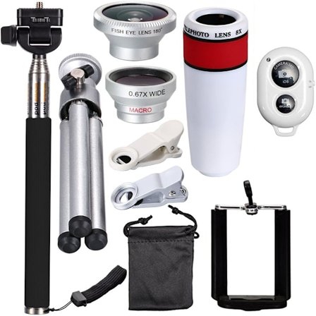 10 stk 8X Teleobjektiv Mobiltelefonlinse Universal Avtakbar Klips-På Linse Hvit