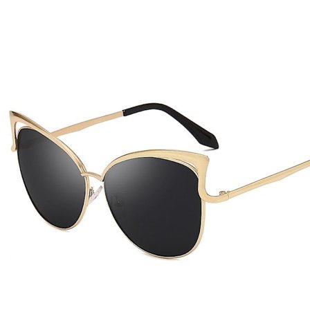 Retro Cat Eye Solglasögon för Vuxna Vuxenmode Hål Design Vintage Solglasögon Spegelglas Vuxna Vuxna Tonade Glasögon UV400(Golden Black)