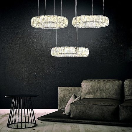 3-armet 68cm Krystal Lysekrone Cirkel Design Hængende Lampe