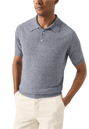 Eton Finstickad Piké I Bomull/linne Tröjor Herr Blå M