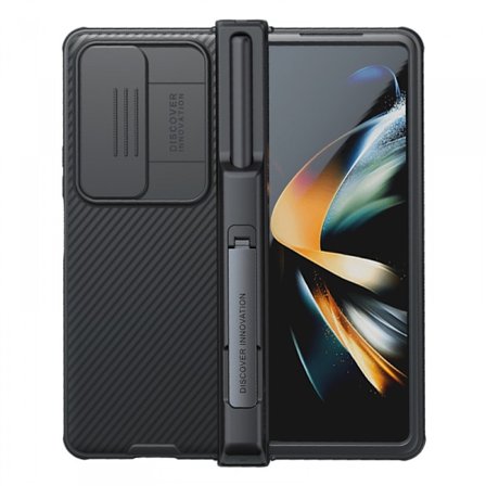 Til Samsung Galaxy Z Fold 4 Etui med Slide Kamera Cover Hængsel Beskyttelse med S Pen Holder Fiber All-Inclusive Etui