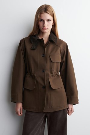 COS Women's Suede Collar Field Jacket in Brown