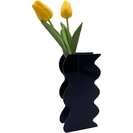 Sort Akryl Vase, Geometrisk Akryl Blomster Vase, Høj Bølgeform