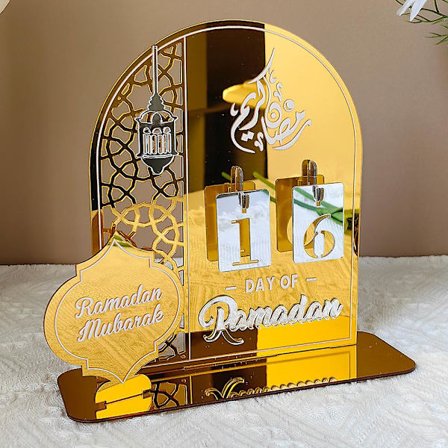 Ramadan Adventskalender, Akryl Eid Mubarak DIY Countdown-kalendere til dekoration, Ramadan Gave Ornament Mubarak Kalender