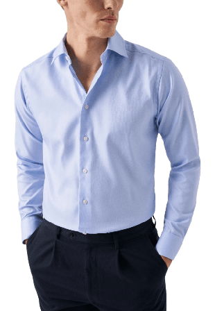 Eton Skjorta I Texturerad Twill Slim Fit Skjortor Herr Blå 37