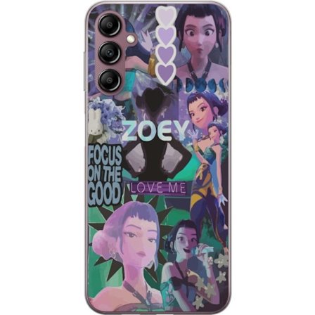 Kompatibelt Mobildeksel til Samsung Samsung Galaxy A14 5G Kpop Demon Hunters Zoey Fokus på det gode Love Me Purple Fantasy Art