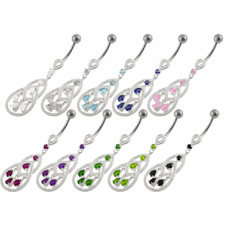 Hopea Titanium Navel Bar CZ valkoinen