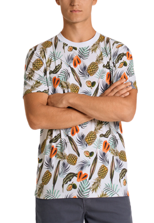 Lindbergh Juicy AOP o-neck tee S/S Överdelar Herr Vit L