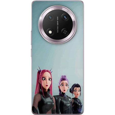 Kompatibelt Mobildeksel til Honor Honor Magic7 Lite Tre animerte kvinner med fargerikt hår i futuristisk stil og overraskede uttrykk