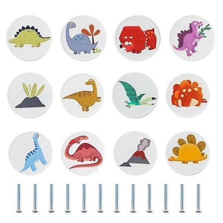 8 stk. runde treknotter for skuffer, tegneserie dyr regnbue sky kommode knotter baby skap møbler skuff trekk håndtak med skruer