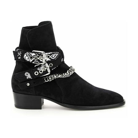 Amiri, bandana buckle boots Zwart, Heren, Maat:41 EU,suede