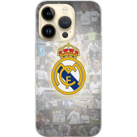 Kompatibel Mobilcover til Apple iPhone 14 Pro Real Madrid Emblem Fotboll Klubbmärke Vit Guld Design