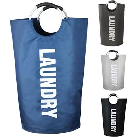 90L Stor Klesvaskkurv, Sammenleggbar Vaskepose, Frittstående Høy Kleskurv, Brettbar Vaskebøtte