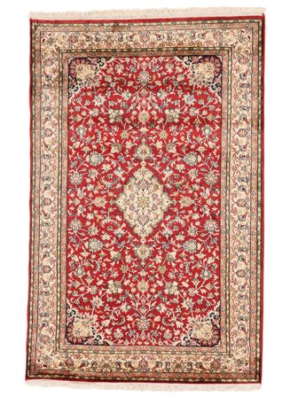 Håndknyttet Kashmir Ren Silke 100X154 Silketeppe Brun/Mørk Rød Lite
