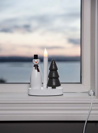 Adventsstake 1-lys - snømann