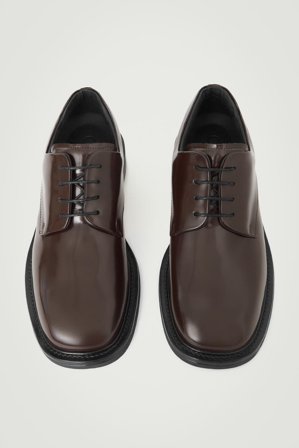 COS Homme Derbies À Bout Carré En Cuir in Marron