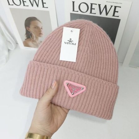 Varm strikket ullvinterlue med øreklaffer, omvendt trekant trendy logo, avslappet unisex høst vinterhatt hudrosa M, myk koselig strikking