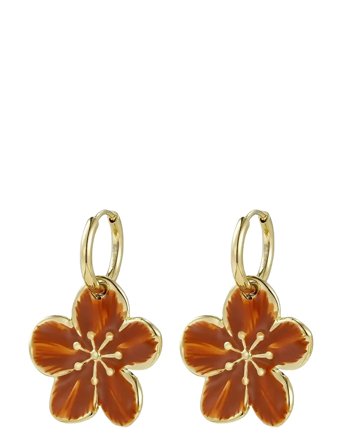 Calista Enamel Earring Brown/Gold Gold Bud To Rose