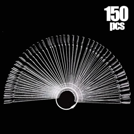 3 sæt med i alt 150 tips klare negleprøver pinde neglekunstartikler til neglekunstpolering og hjemme-DIY