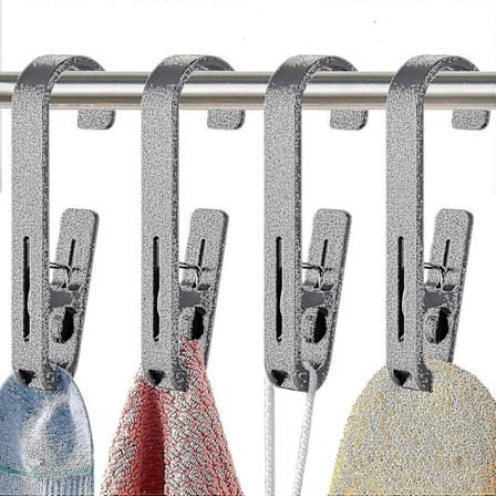 4 st Tvättkrokar Med Klämmor Hängare Garderob Organizer Klammer Strumpor Handdukar (grå)