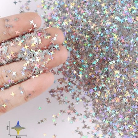 60g Holographic Star Chunky Glitter Flakes Stjerner Former Nail