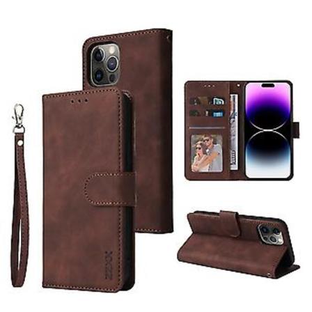 Läder plånboksfodral för iPhone 14 13 12 11 Pro Max Xs Max Xr X Se2022 8/7//6/6s Plus Flip-kortplats Telefonfodral Cover iPhone 6S Plus Kaffe
