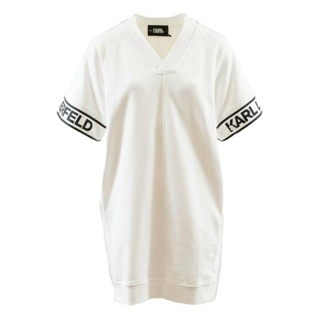 Karl Lagerfeld, Short Dress with Logo Wit, Dames, Maat:S